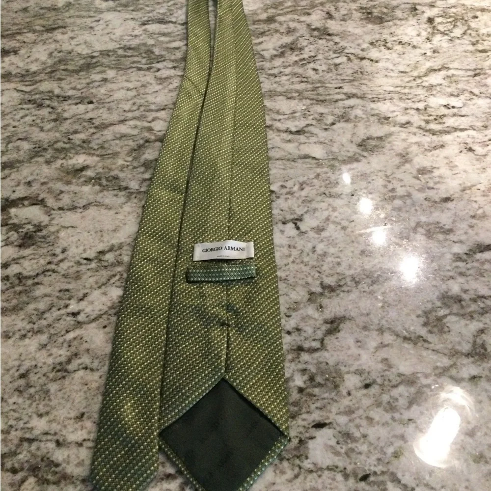 Giorgio Armani Green Textured Silk Tie with Subtle Speckle